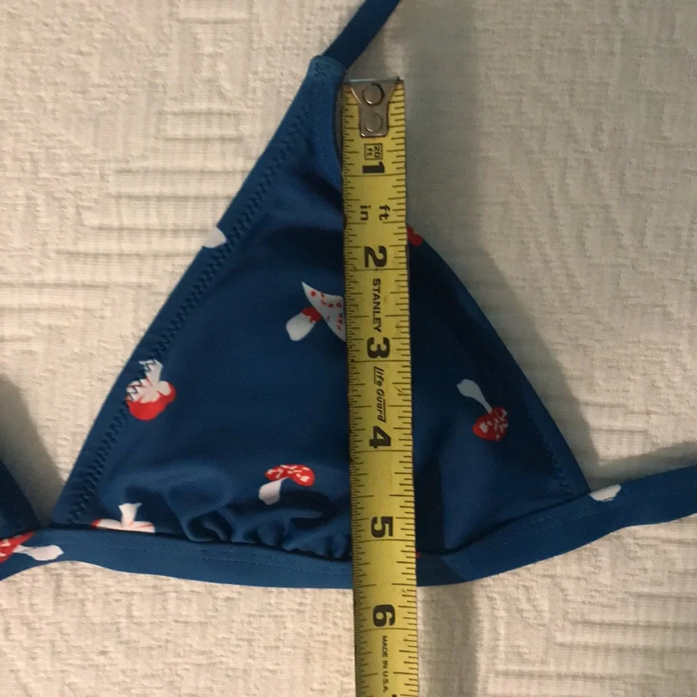 New Cider Mushroom Print Bikini Two Piece Swimsuit Blue S Top M Bottom